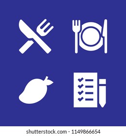 fruit icon. 4 fruit set with mango, food and shopping list vector icons for web and mobile app