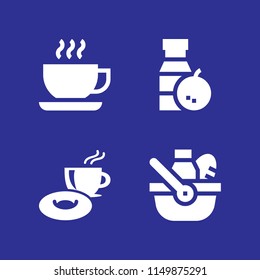 fruit icon. 4 fruit set with orange juice, food, picnic and breakfast vector icons for web and mobile app