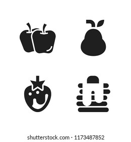 fruit icon. 4 fruit vector icons set. pear, apple and strawberry icons for web and design about fruit theme