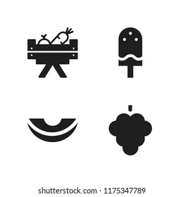fruit icon. 4 fruit vector icons set. ice cream, melon and vegetables icons for web and design about fruit theme