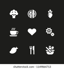 fruit icon. 9 fruit set with passion, picnic, food and mango vector icons for web and mobile app