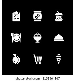 fruit icon. 9 fruit set with shopping list, snack, apple and lemon vector icons for web and mobile app