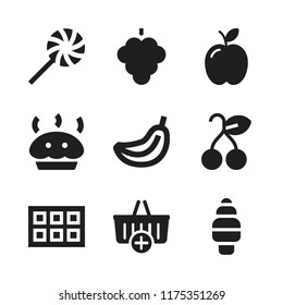 Fruit Icon. 9 Fruit Vector Icons Set. Cherry, Banana And Ice Cube Tray Icons For Web And Design About Fruit Theme