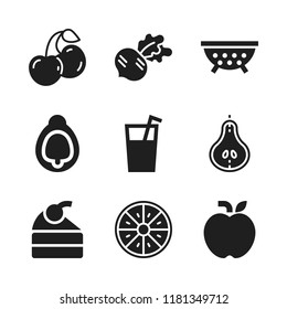 fruit icon. 9 fruit vector icons set. piece of cake, pear and fig icons for web and design about fruit theme