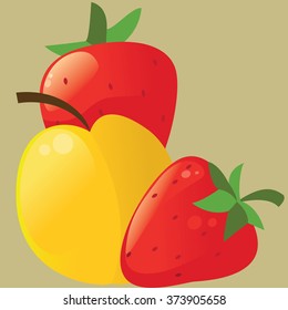 Fruit icon - apple and strawberries