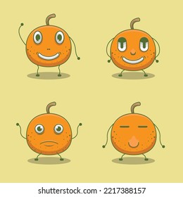 fruit icon cartoon design with different facial expressions