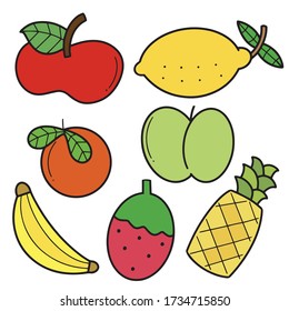 ็้Healthy  Fruit icon, cartoon, vector illustration