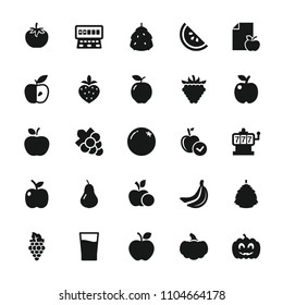 Fruit icon. collection of 25 fruit filled icons such as berry, orange, apple, pear, slot machine, grape, raspberry, strawberry. editable fruit icons for web and mobile.