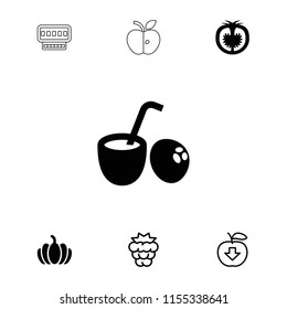 Fruit icon. collection of 7 fruit filled and outline icons such as pumpkin, tomato, drink coconut, mulberry, apple download. editable fruit icons for web and mobile.