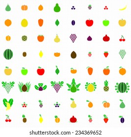 Fruit Icon Collection Colored Silhouettes