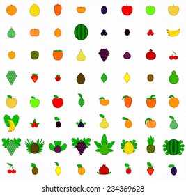 Fruit Icon Collection Filled Outlines