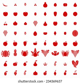 Fruit Icon Collection One Color Silhouettes