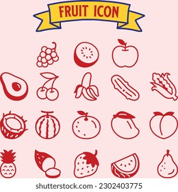Fruit icon collection - vector illustration
