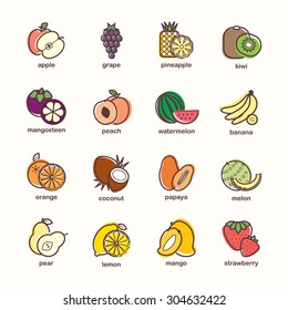 Fruit icon collection - vector illustration
