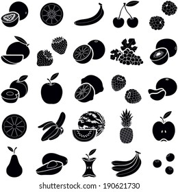 Fruit icon collection - vector silhouette illustration 