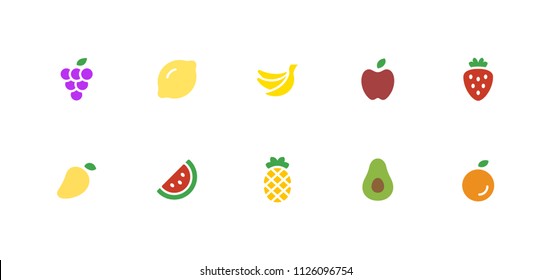 Fruit Icon Design Vector Symbol Grape Lemon Banana Apple Strawberry Mango Watermelon Pineapple Avocado Orange