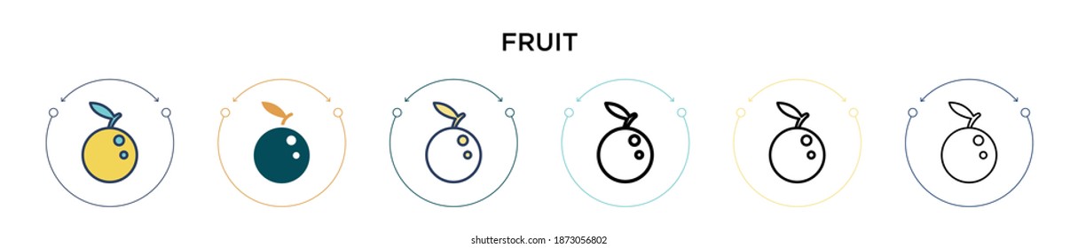 Fruit icon in filled, thin line, outline and stroke style. Vector illustration of two colored and black fruit vector icons designs can be used for mobile, ui, web