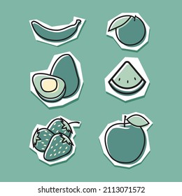 Fruit icon illustration set, linear colourful pictogram pack isolated on clean, logo template