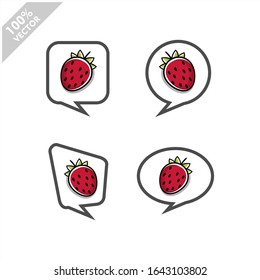 Fruit icon inside speech bubble set of 4, isolated flat design vector illustration.