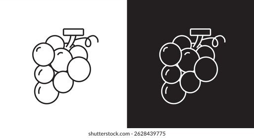 Fruit icon. Line icon of grapes. Fruits vector illustration icon. Icon set editable stroke in transparent and black background.