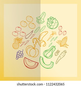 Fruit Icon with line style in vector illustration.