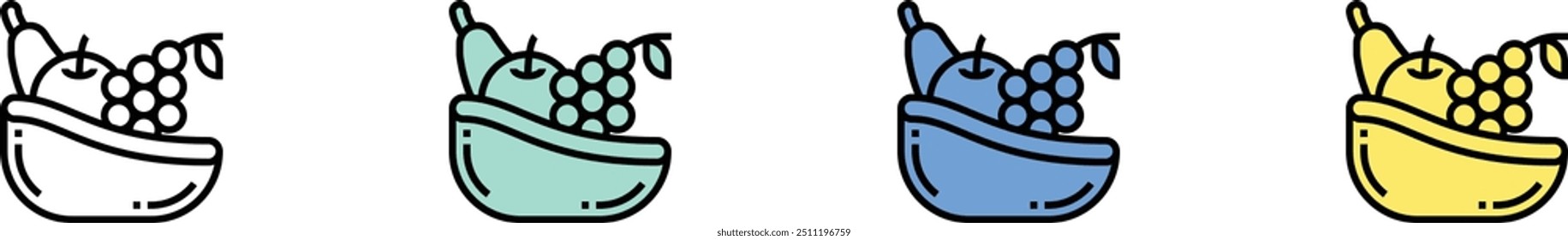 fruit icon. Outline, Green, Blue and Yellow Style Design Isolated On White Background