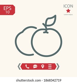 icono de fruta, ilustración del vector de contorno.