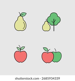Símbolos del paquete de iconos de frutas Apple Logo