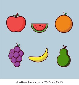 Ilustración vectorial de paquete de iconos de frutas