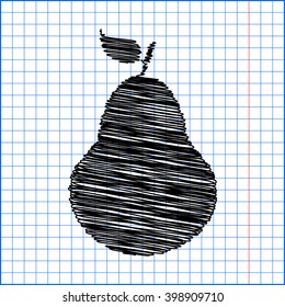 Fruit icon with pen effect on paper