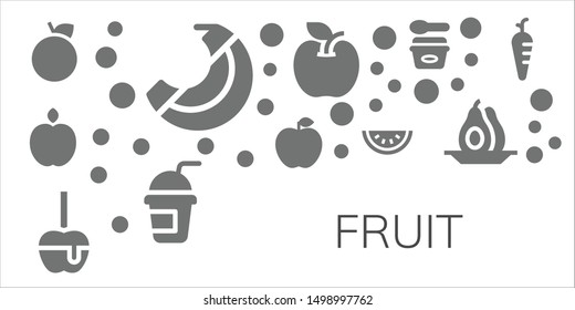 fruit icon set. 11 filled fruit icons.  Simple modern icons about  - Orange, Banana, Apple, Caramelized apple, Watermelon, Smoothie, Ice cream, Avocado, Carrot