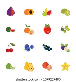 Fruit icon set. Berry, juice, vegetarian food. Healthy eating concept. For topics like dieting, food, plants