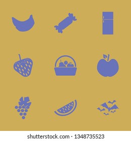 fruit icon set with candy, banana and grape vector illustration