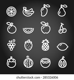 fruit icon set, chalkboard version, vector eps10.