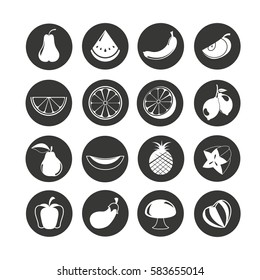 fruit icon set in circle button