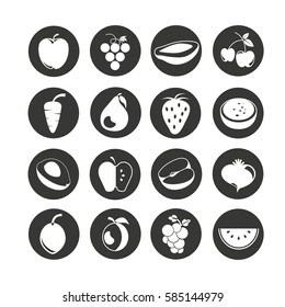 fruit icon set in circle buttons