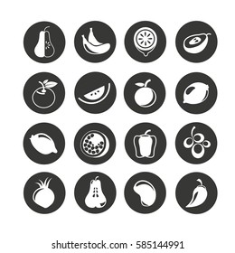 fruit icon set in circle buttons
