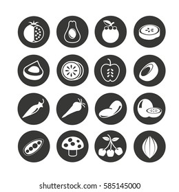 fruit icon set in circle buttons