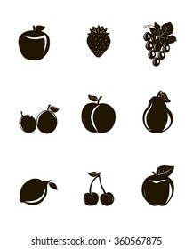 fruit icon set color black on white background vector illustration 