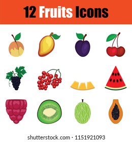 Fruit icon set. Color  design. Vector illustration.