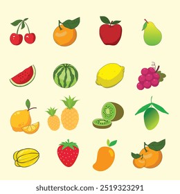 Fruit Icon Set in colour