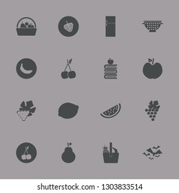 fruit icon set with fridge, cherry and banana vector illustration