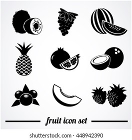 Fruit icon set. Icons isolated on white background. Vector art.