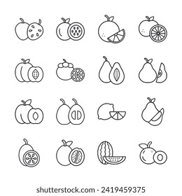 Fruit icon set isolated on white
