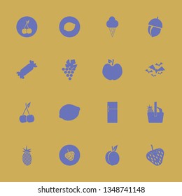 fruit icon set with lemon, fridge and basket pineapple banana vector illustration