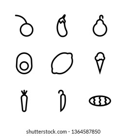 Fruit and Fruit icon set - line art Vector - Vector