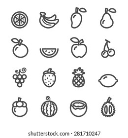 fruit icon set, line version, vector eps10.