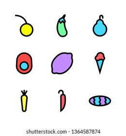 Fruit and Fruit icon set - linear fill Vector - Vector