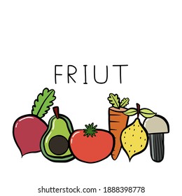 fruit icon set on white background. vector illustration