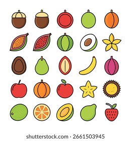 fruit icon set on white